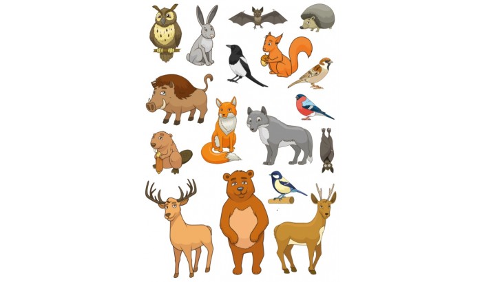 Фетр с рисунком "Лесные животные"