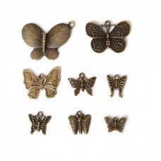 Бабочки металлические, набор 10 шт.