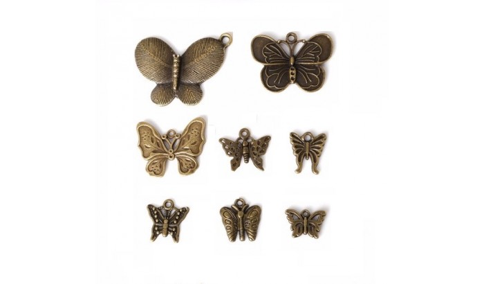 Бабочки металлические, набор 10 шт.