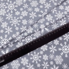 Ткань натуральный хлопок "Снежинки на сером"