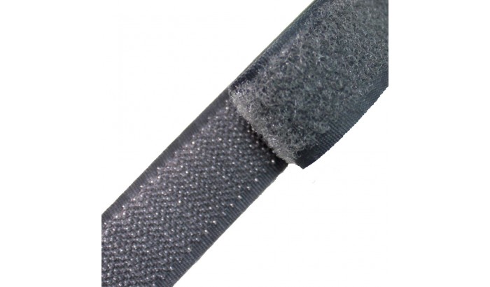 Липучка (велкро) темно-серая 25 мм, 1 метр