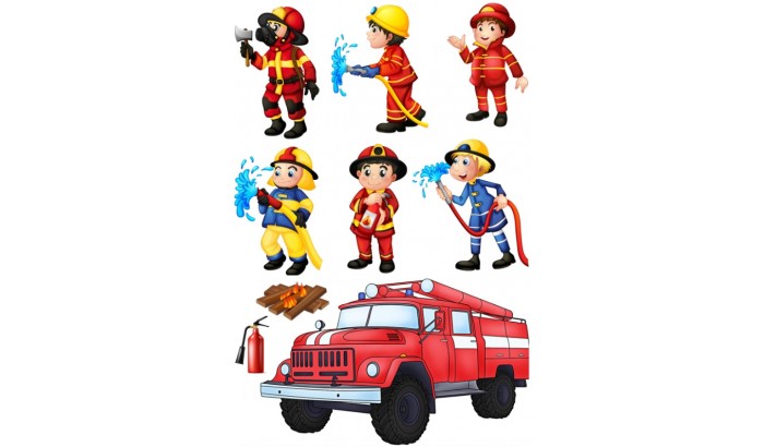 Фетр с рисунком "Пожарные"