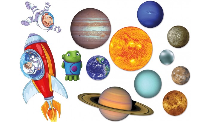 Фетр с рисунком "Планеты солнечной системы"