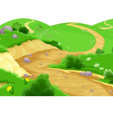 Велкроткань с рисунком "Дорога в поле"
